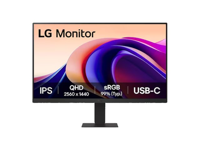 An LG 24U631A-B monitor on a slim stand, seen from the front.