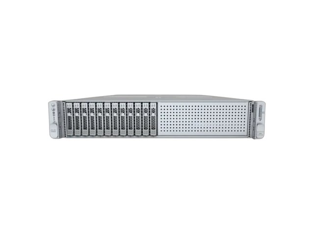 A 2U rack server with twelve drive bays, seen from the front.
