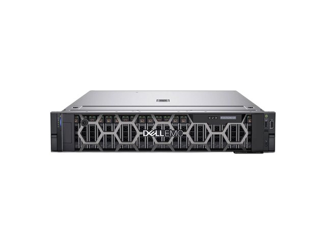 A 2U Dell rack server with a full front drive array, seen from the front.